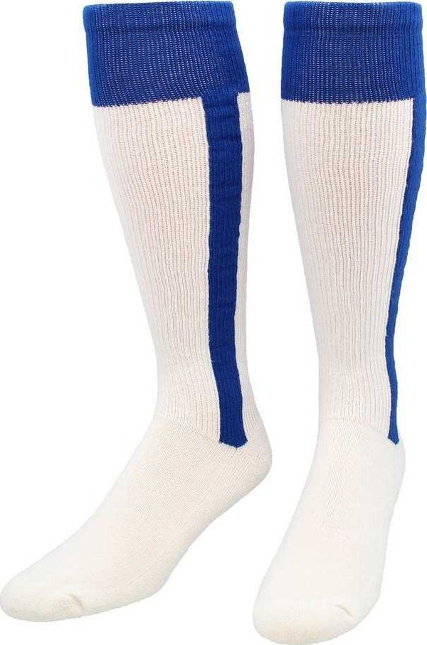 TCK 2-N-1 Premium Knee High Stirrup Socks - Royal White - HIT a Double