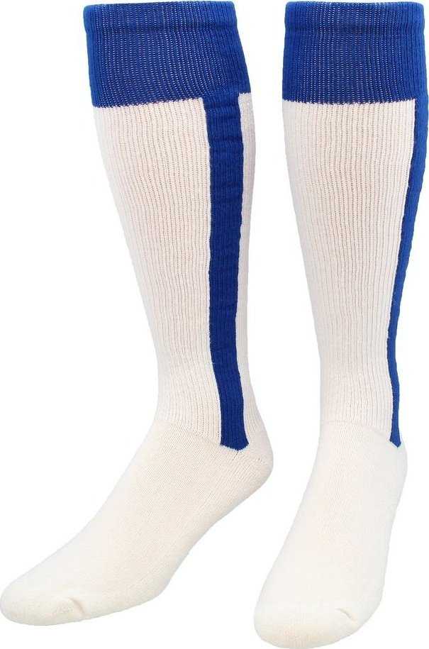 TCK 2-N-1 Premium Knee High Stirrup Socks - Royal White - HIT a Double