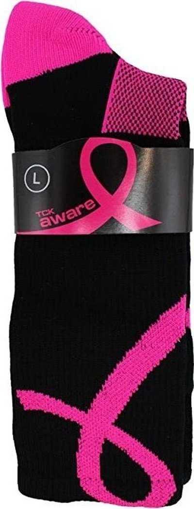 TCK Aware Breast Cancer Ribbon Crew Socks - Black Pink - HIT a Double