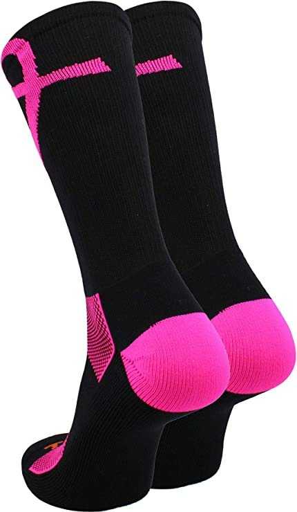 TCK Aware Breast Cancer Ribbon Crew Socks - Black Pink - HIT a Double