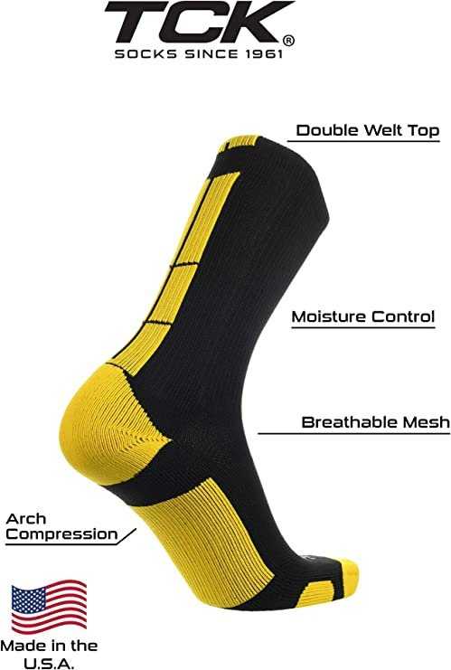 TCK Baseline 3.0 Athletic Crew Socks - Black Gold - HIT a Double