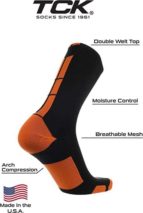 TCK Baseline 3.0 Athletic Crew Socks - Black Orange - HIT a Double
