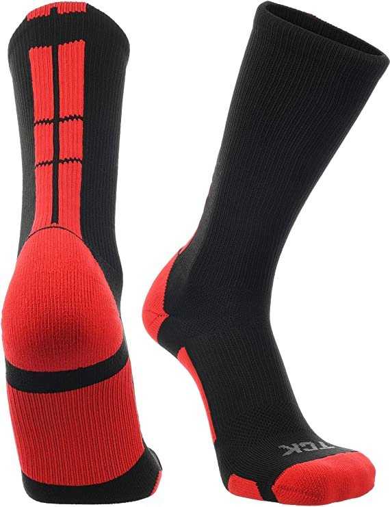TCK Baseline 3.0 Athletic Crew Socks - Black Scarlet - HIT a Double