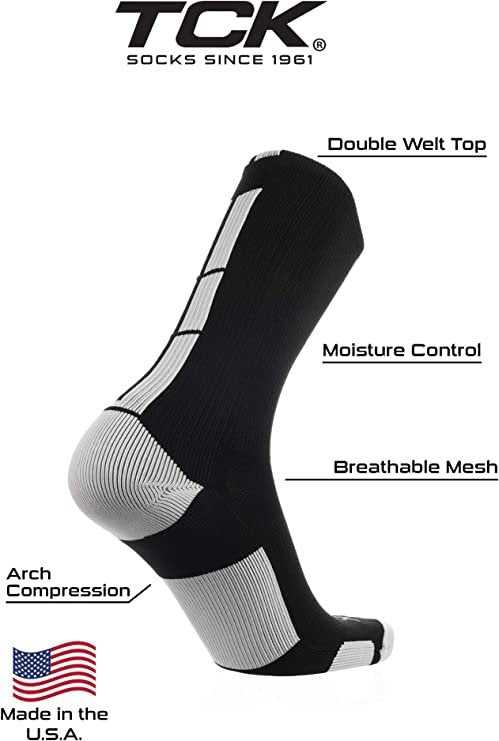 TCK Baseline 3.0 Athletic Crew Socks - Black White - HIT a Double