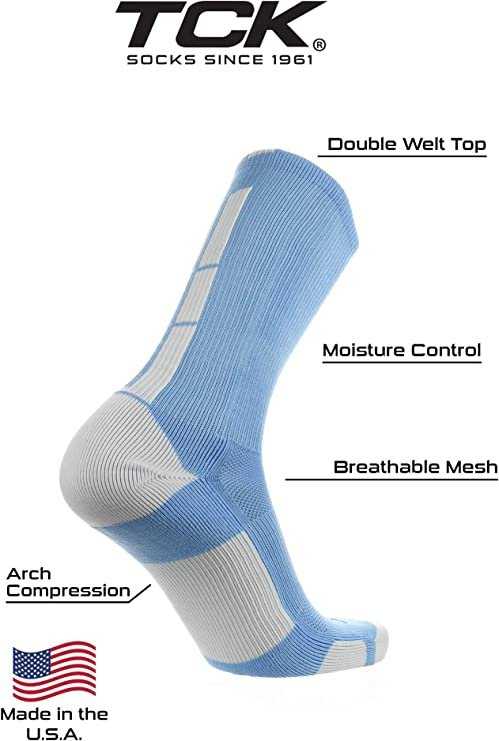 TCK Baseline 3.0 Athletic Crew Socks - Columbia Blue White - HIT a Double