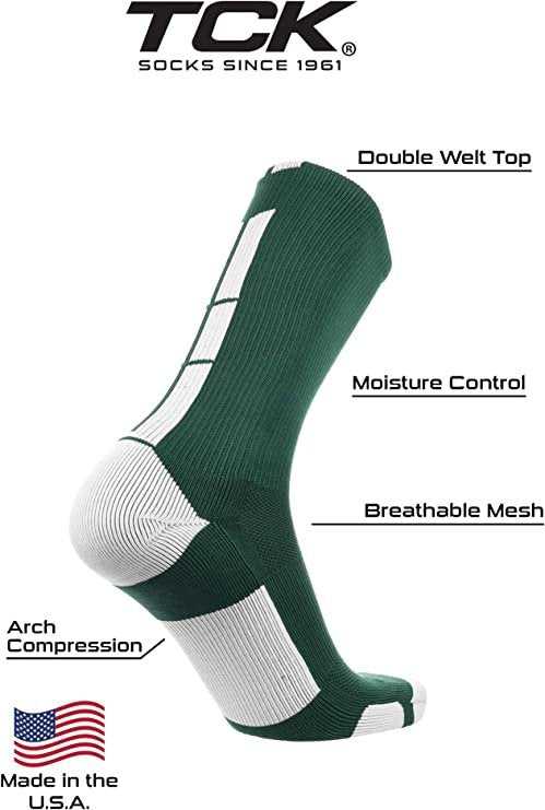 TCK Baseline 3.0 Athletic Crew Socks - Dark Green White - HIT a Double