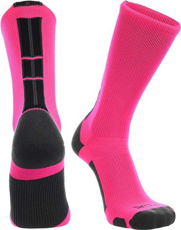 TCK Baseline 3.0 Athletic Crew Socks - Hot Pink Graphite Black - HIT a Double