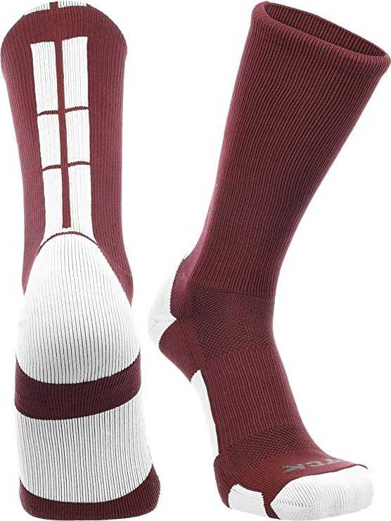 TCK Baseline 3.0 Athletic Crew Socks - Maroon White - HIT a Double