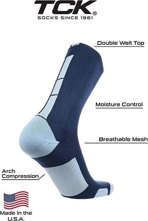 TCK Baseline 3.0 Athletic Crew Socks - Navy Columbia Blue - HIT a Double