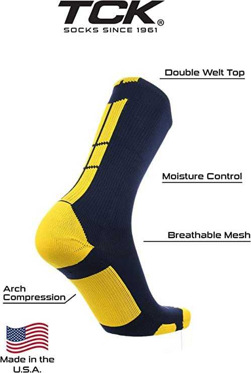 TCK Baseline 3.0 Athletic Crew Socks - Navy Gold - HIT a Double