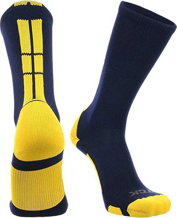 TCK Baseline 3.0 Athletic Crew Socks - Navy Gold - HIT a Double