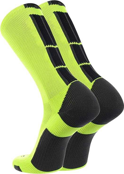 TCK (Twin City Knitting) Baseline 3.0 Athletic Crew Socks - Neon Yellow Graphite Black - HIT a Double
