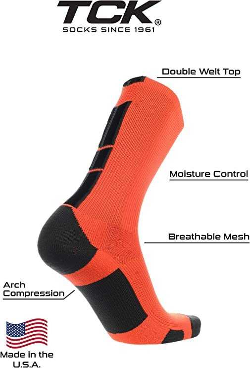TCK Baseline 3.0 Athletic Crew Socks - Orange White - HIT a Double