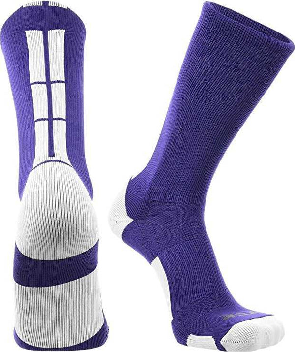 TCK Baseline 3.0 Athletic Crew Socks - Purple White - HIT a Double