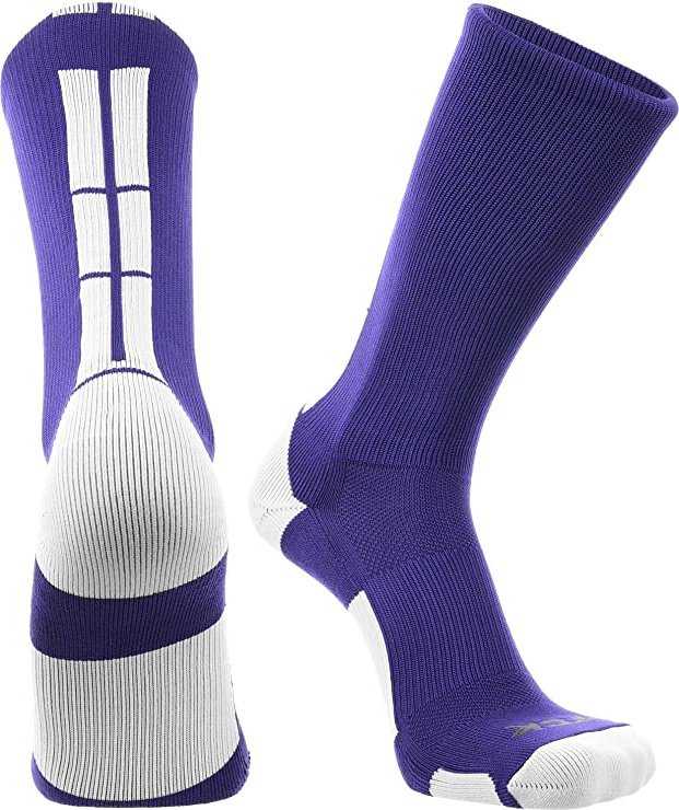 TCK Baseline 3.0 Athletic Crew Socks - Purple White - HIT a Double