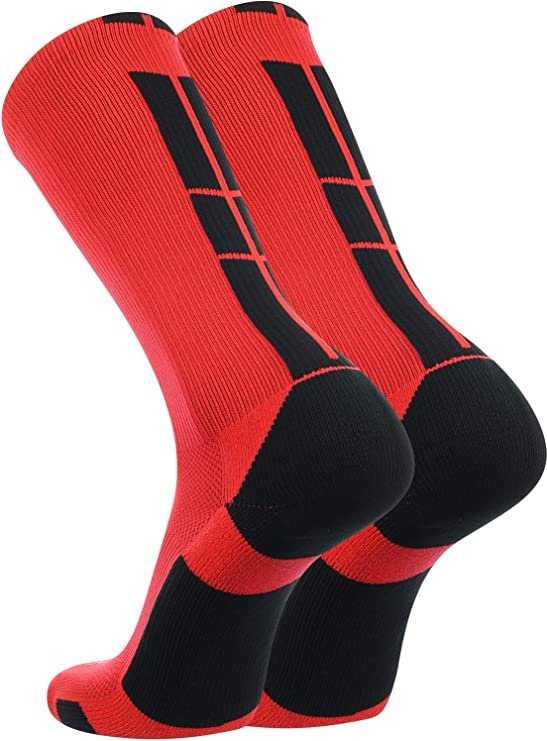 TCK (Twin City Knitting) Baseline 3.0 Athletic Crew Socks - Scarlet Black - HIT a Double