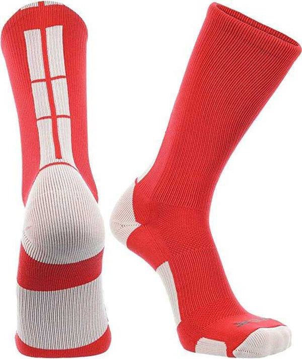 TCK (Twin City Knitting) Baseline 3.0 Athletic Crew Socks - Scarlet White - HIT a Double