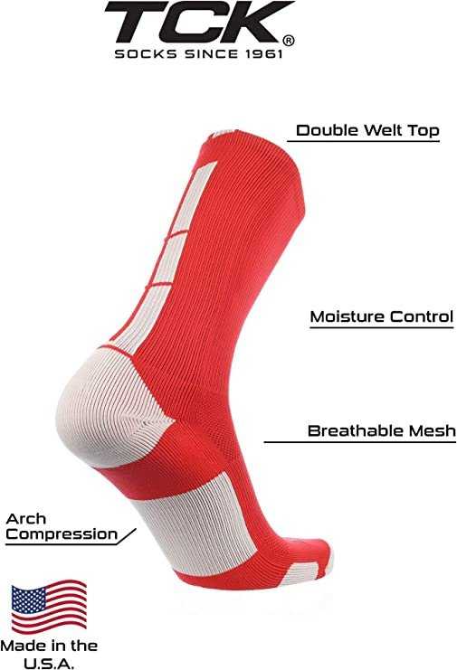 TCK (Twin City Knitting) Baseline 3.0 Athletic Crew Socks - Scarlet White - HIT a Double