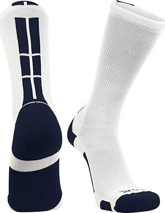 TCK Baseline 3.0 Athletic Crew Socks - White Navy - HIT a Double