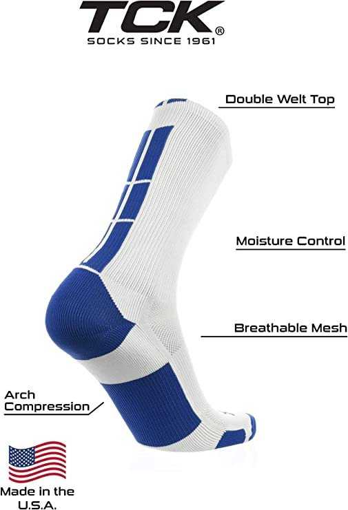 TCK Baseline 3.0 Athletic Crew Socks - White Royal - HIT a Double