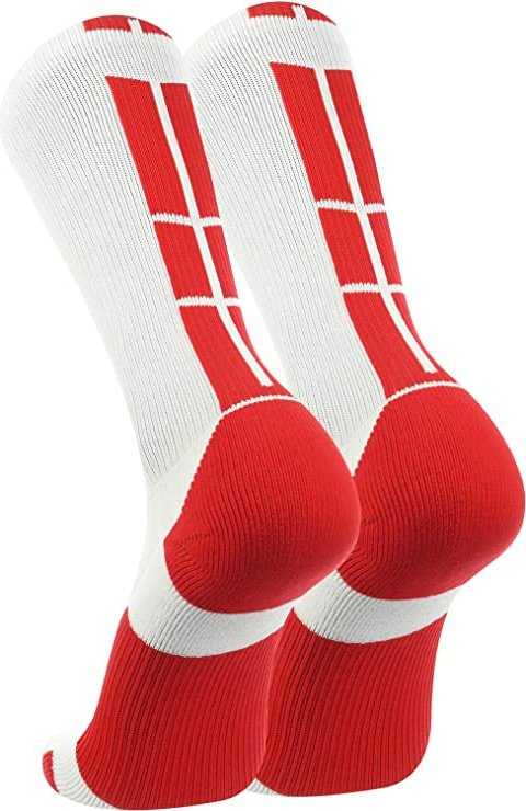 TCK Baseline 3.0 Athletic Crew Socks - White Scarlet - HIT a Double