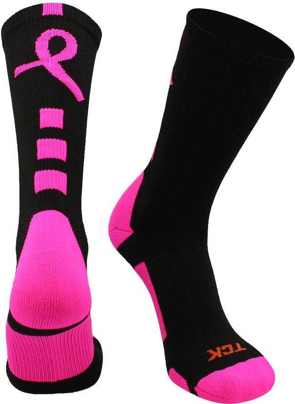 TCK Baseline Aware Breast Cancer Ribbon Crew Socks - HIT a Double
