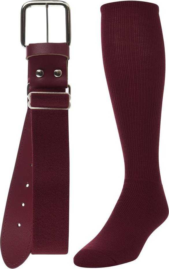 TCK Belt Knee High Sock Combo - Maroon - HIT a Double