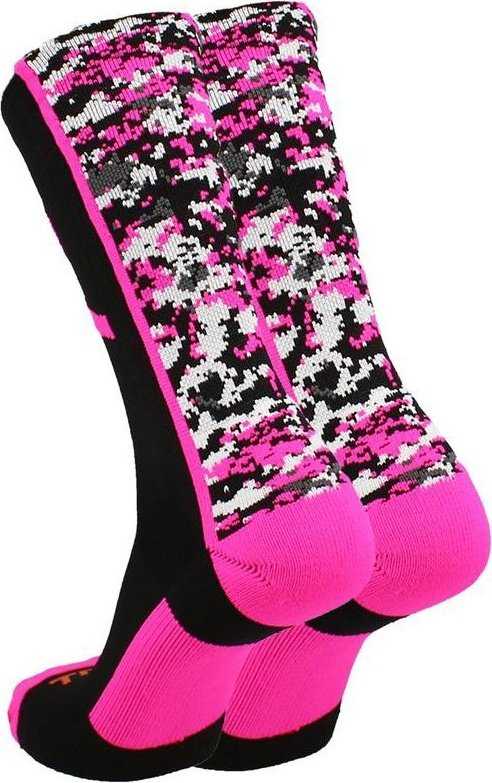 TCK Digital Camo Aware Breast Cancer Ribbon Crew Socks - HIT a Double