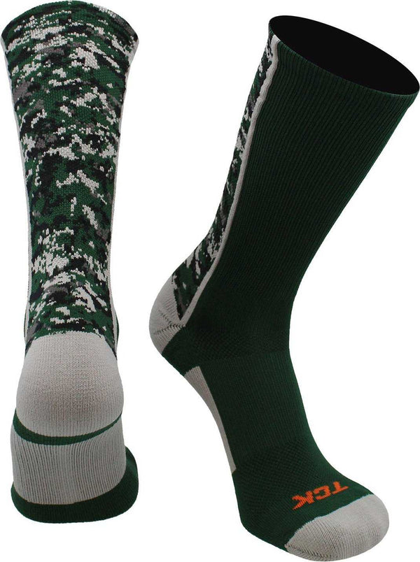 TCK Digital Camo Crew Socks - Dark Green Camo - HIT a Double