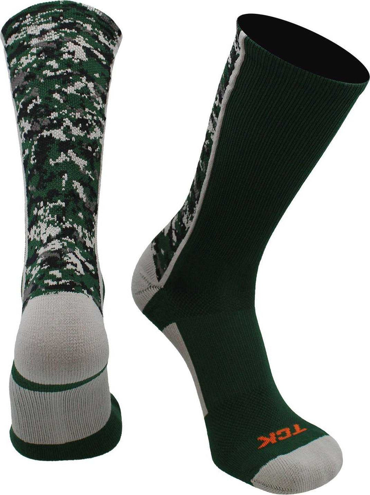 TCK Digital Camo Crew Socks - Dark Green Camo - HIT a Double