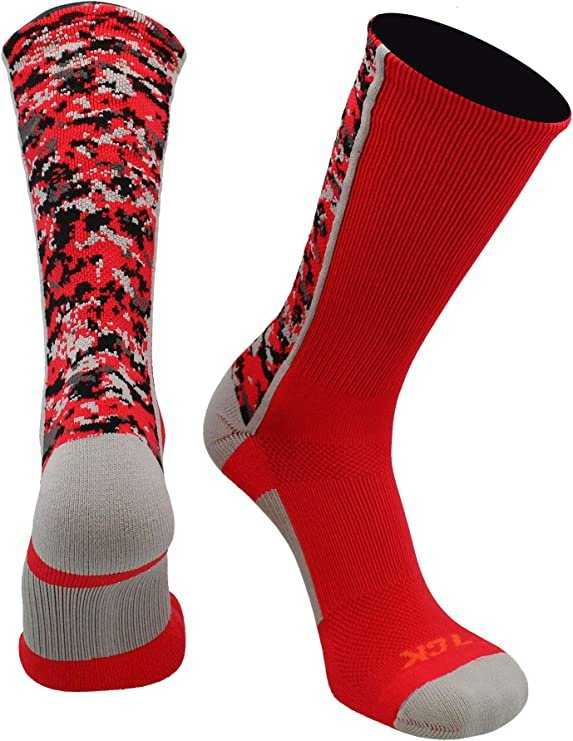 TCK Digital Camo Crew Socks - Scarlet Camo - HIT a Double