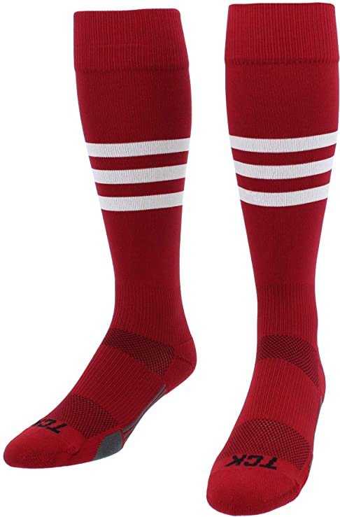 TCK Dugout Knee High Socks - Cardinal White - HIT a Double