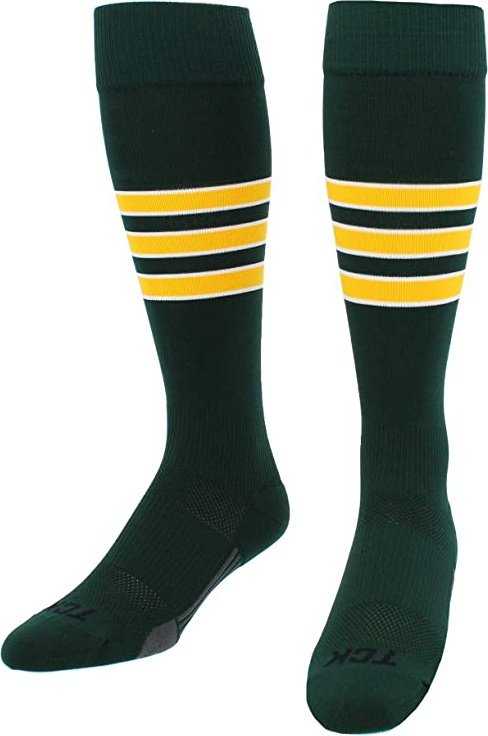 TCK Dugout Knee High Socks - Dk Green White Gold - HIT a Double