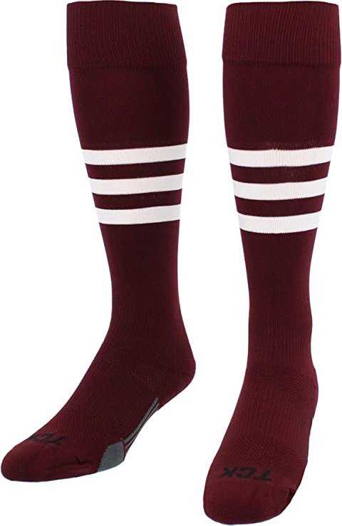 TCK Dugout Knee High Socks - Maroon White - HIT a Double