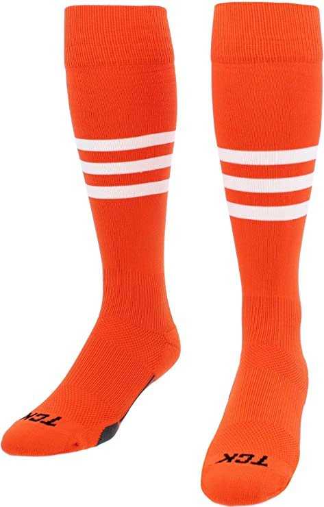 TCK Dugout Knee High Socks - Orange White - HIT a Double