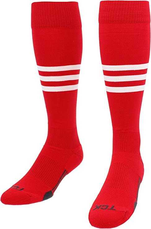 TCK Dugout Knee High Socks - Red White - HIT a Double