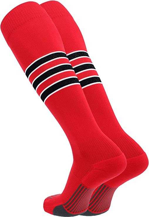 TCK Dugout Knee High Socks -Scarlet White Black - HIT a Double
