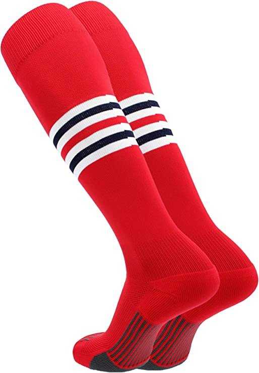 TCK Dugout Knee High Socks - Scarlet White Navy - HIT a Double