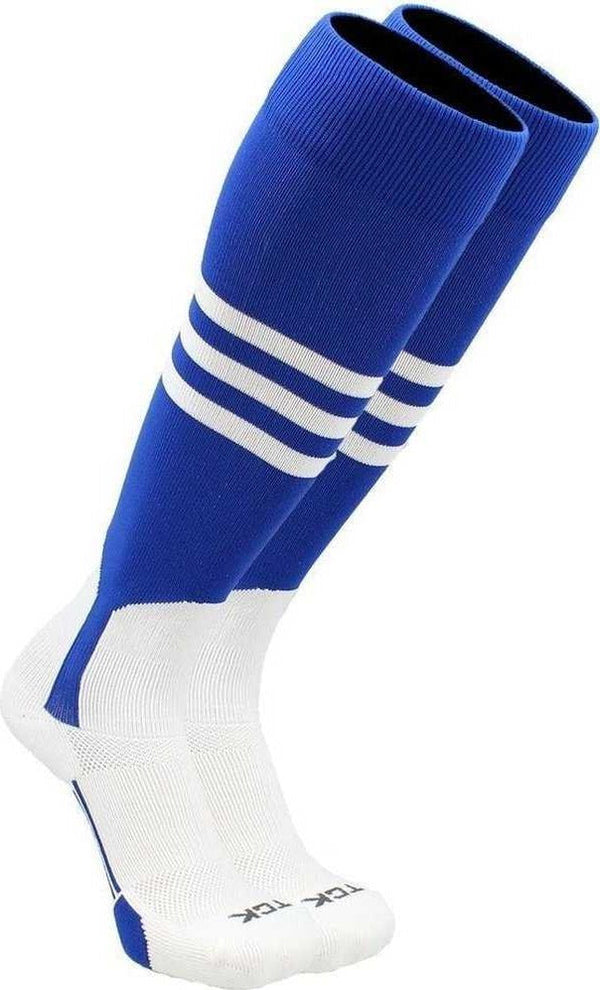 TCK Dugout Knee High Stirrup Socks - Royal White - HIT a Double