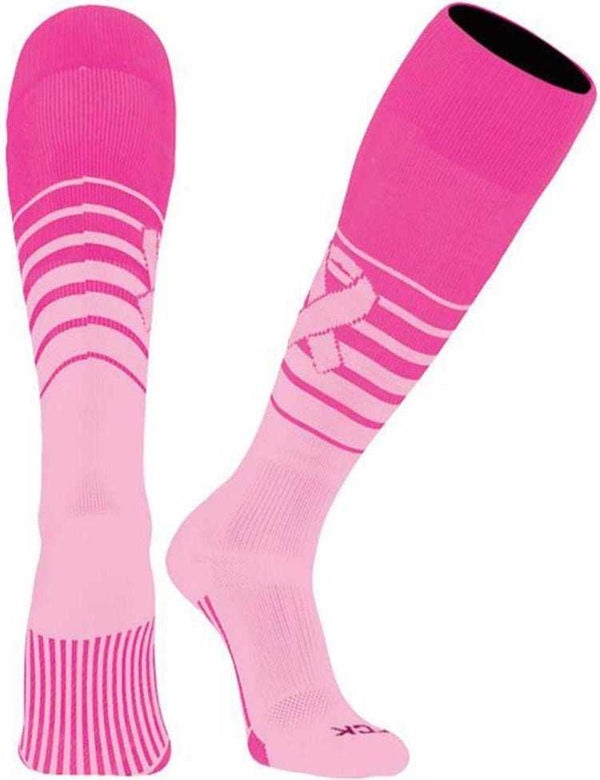 TCK Elite Breaker Aware Breast Cancer Awareness Knee High Socks - Hot Pink Pink - HIT a Double