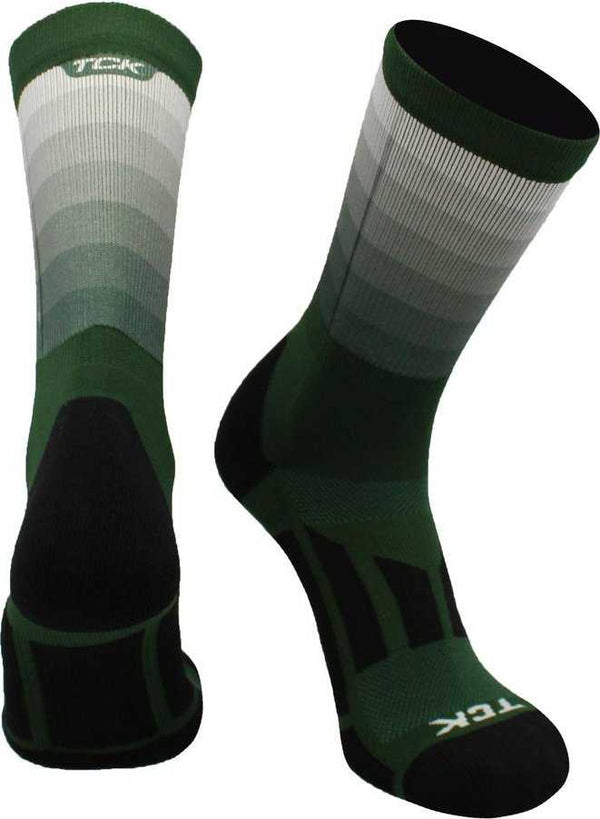 TCK Fade Sublimated Crew Socks - Dark Green White - HIT a Double