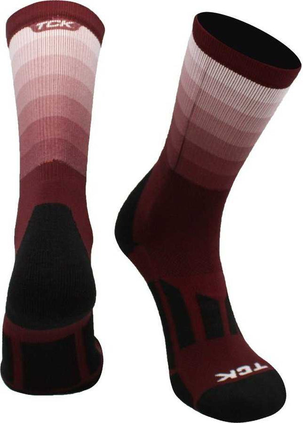 TCK Fade Sublimated Crew Socks - Maroon White - HIT a Double