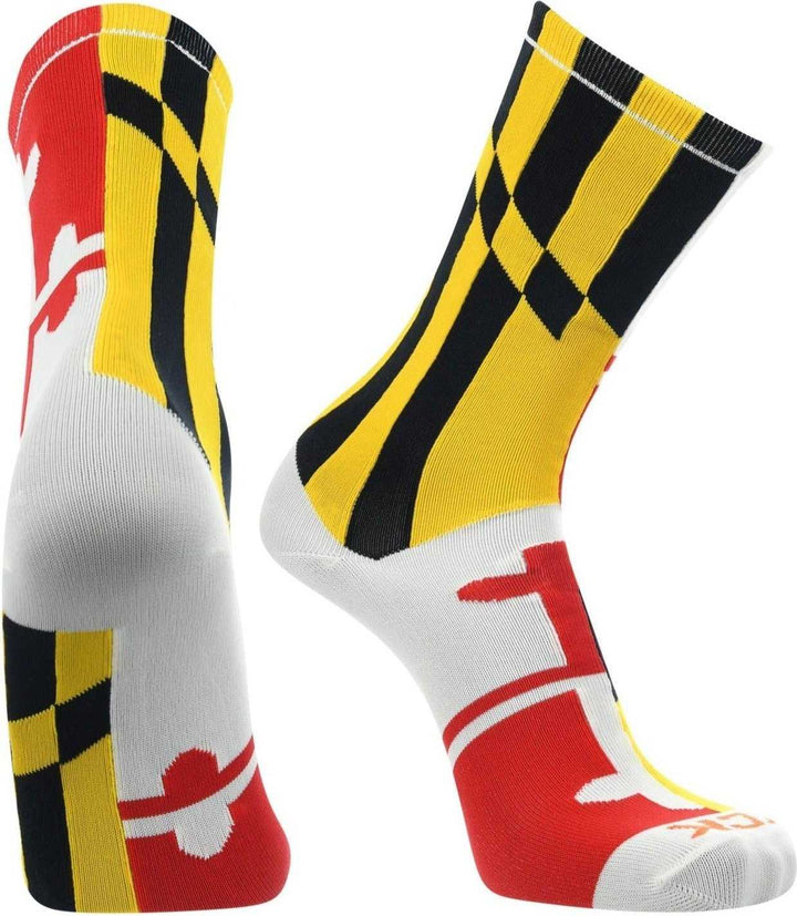 TCK Flag Maryland v1 Crew Socks - Black Gold Scarlet White - HIT a Double