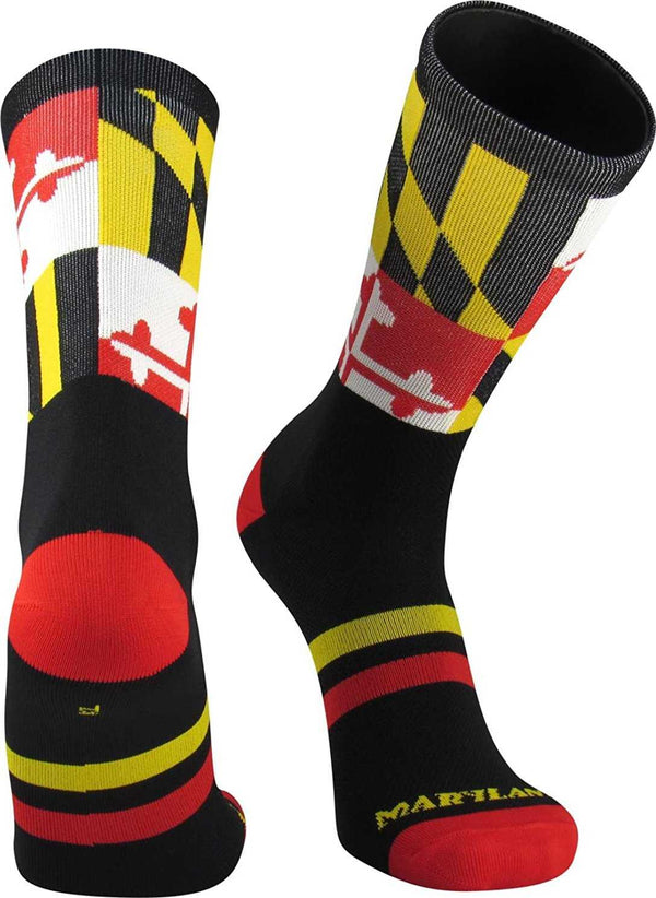 TCK Flag Maryland v3 Crew Socks - Black Gold White Scarlet - HIT a Double