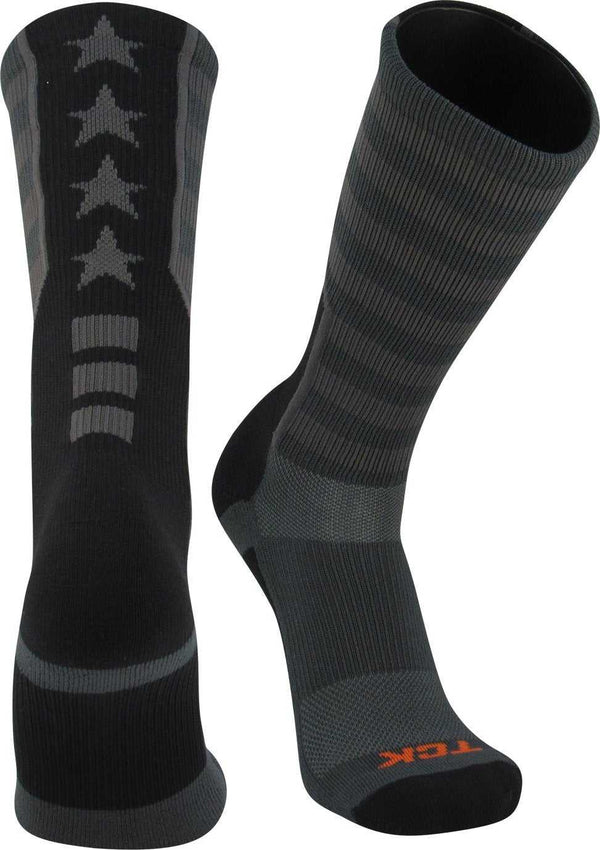 TCK Flag USA Crew Socks - Black Graphite - HIT a Double