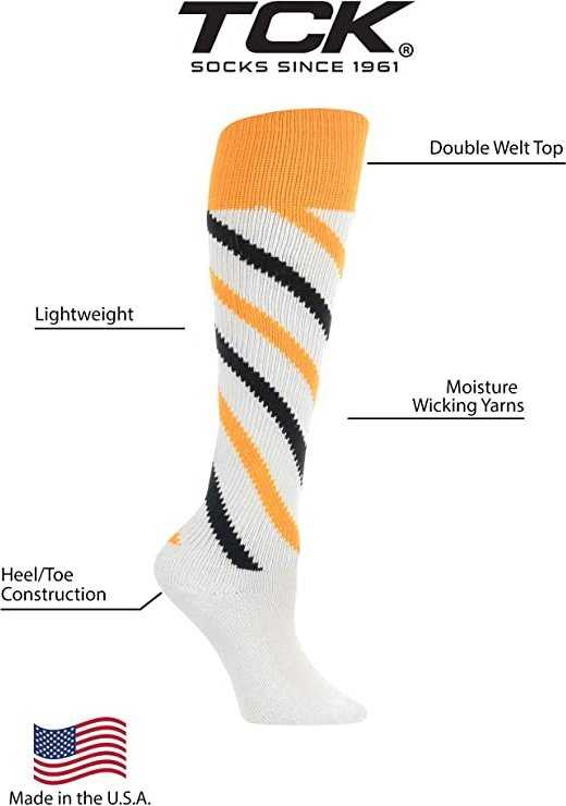 TCK Krazisox Candy Stripe Knee High Socks - Gold Black White - HIT a Double