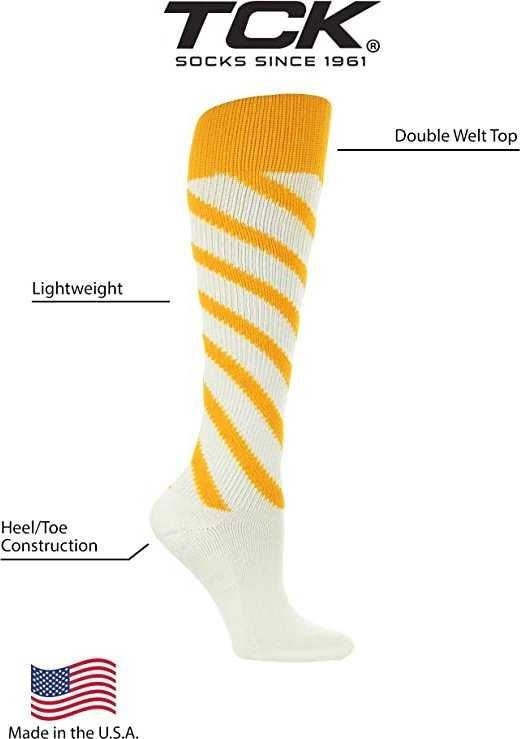 TCK Krazisox Candy Stripe Knee High Socks - Gold White - HIT a Double