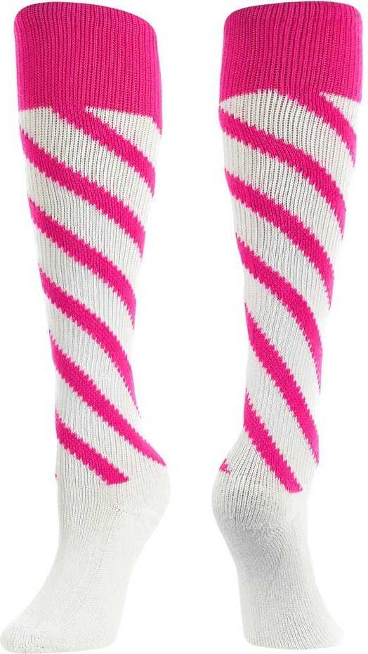 TCK Krazisox Candy Stripe Knee High Socks - Hot Pink White - HIT a Double