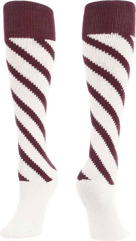 TCK Krazisox Candy Stripe Knee High Socks - Maroon White - HIT a Double
