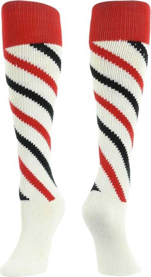 TCK Krazisox Candy Stripe Knee High Socks - Scarlet Black White - HIT a Double